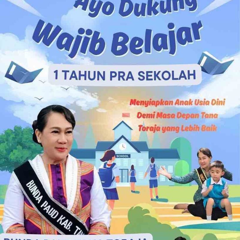 Bunda PAUD Tana Toraja Erni Yetti Masifkan Kampanye Wajib Belajar 1 Tahun Prasekolah